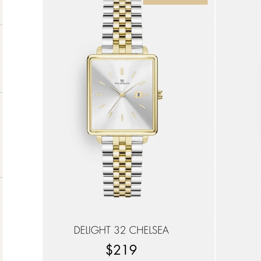 NWT/NIB Waldor & Co. ladies “Delight 32 Chelsea” 22 carat gold-plated SS watch - Picture 3 of 13